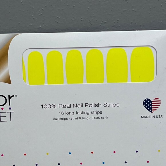 Color Street Nail Polish Strips Electric City Neon Yellow 16 pc NIP Fluorescent - Picture 2 of 4